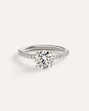 Quince Lab Grown Diamond Round Pave Trellis Cathedral Engagement Ring 1.5Ct - Natural