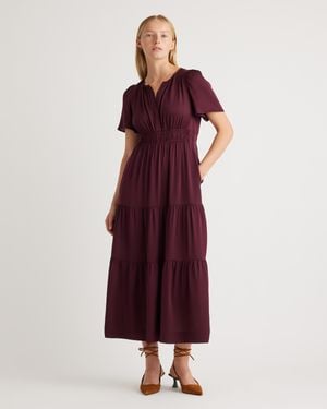 Quince Washable Stretch Silk Tiered Maxi Dress