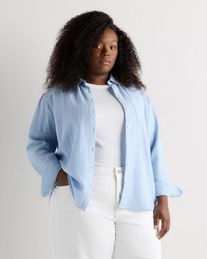 Quince Gauze Long Sleeve Shirt, Organic Cotton - Blue