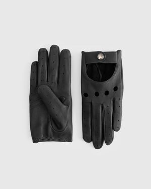 Quince Italian Leather Driving Gloves - Black