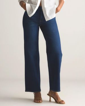 Quince Bella Stretch Relaxed Straight Jeans, Organic Cotton - Blue