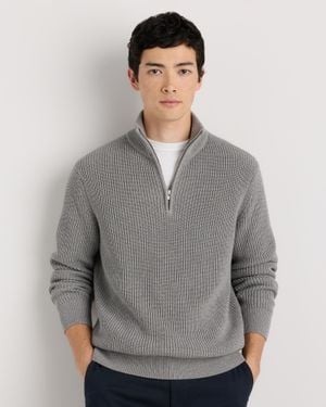 Quince Ribbed Quarter-Zip Sweater, Organic Cotton - Gray