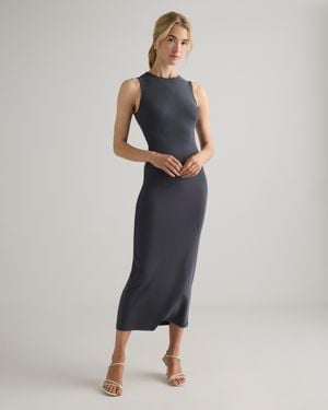 Quince Tencel Rib Knit Tank Top Midi Dress - Blue