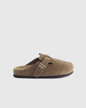 Quince Water Repellent Suede Clog Mule, Leather - Brown