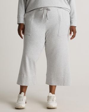 Quince Supersoft Fleece Cropped Wide Leg Pants, Lenzing Modal - Gray
