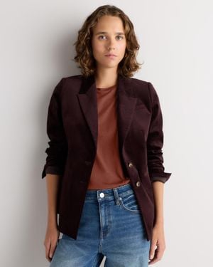 Quince Stretch Velvet Structured Blazer, Organic Cotton - Brown