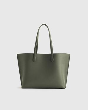 Quince Italian Leather Triple Compartment Shopper Tote - Green