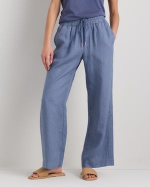 Quince 100% European Linen Wide Leg Pants - Blue