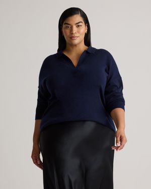 Quince Mongolian Cashmere Polo Sweater - Blue