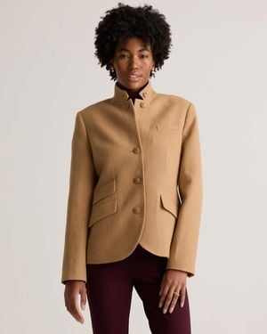 Quince Italian Wool Stand Collar Blazer - Natural