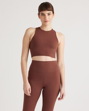 Quince Ultra-Form High-Neck Cropped Tank Top, Nylon/Spandex - Red