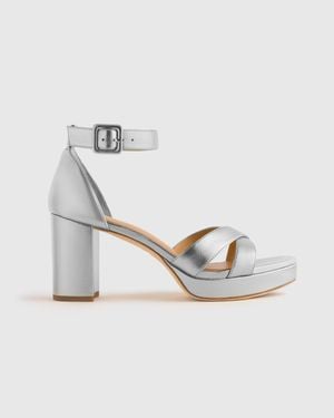 Quince Italian Leather Crisscross Platform Sandal - Metallic