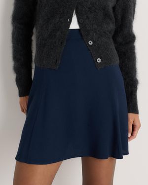 Quince Lightweight Crepe A-Line Mini Skirt, Viscose - Blue
