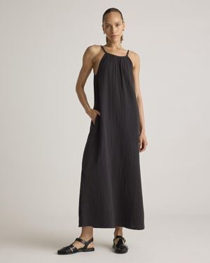 Quince Gauze Sleeveless Maxi Dress, Organic Cotton - Black