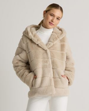 Quince Hooded Faux Fur Jacket, Recycled Polyester - Natural