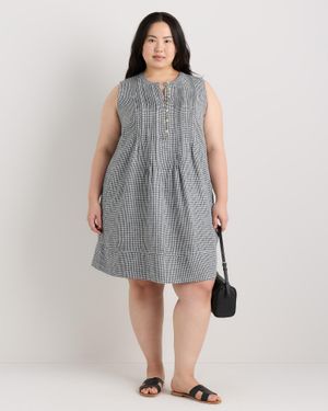 Quince 100% European Linen Sleeveless Swing Dress - Gray