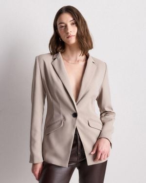 Quince Stretch Crepe Cinched Waist Blazer, Recycled Polyester - Natural