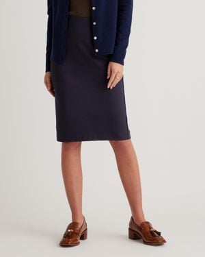 Quince Ultra-Stretch Ponte Pencil Skirt, Rayon - Blue