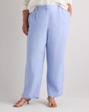 Quince 100% European Linen Pleated Trouser - Blue