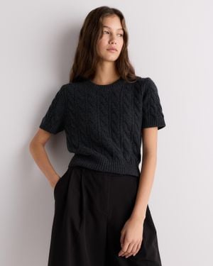 Quince Mongolian Cashmere Shrunken Cable Tee - Black