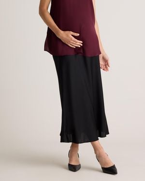 Quince Washable Stretch Silk Maternity Skirt, Mulberry Silk - Black