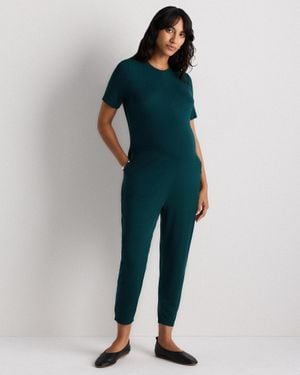 Quince Bamboo Jersey Maternity Everyday Jumpsuit - Blue