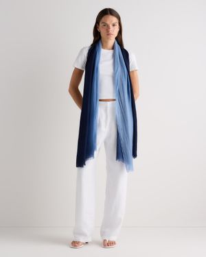 Quince Featherweight Merino Wool Dip-Dye Scarf, Cashmere - Blue