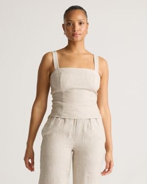 Quince 100% European Linen Fitted Tank Top - Natural