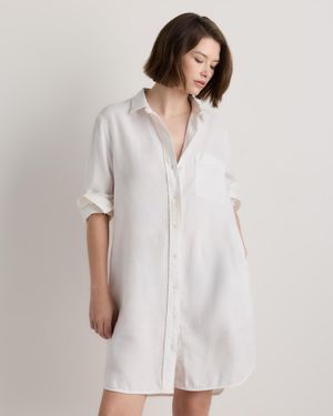 Quince 100% European Linen Shirt Dress, Organic Linen - White