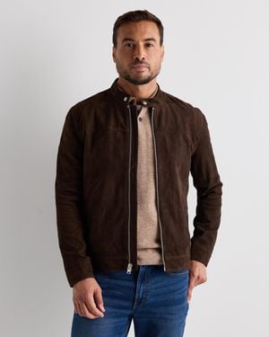 Quince 100% Suede Café Racer Jacket, Leather - Brown