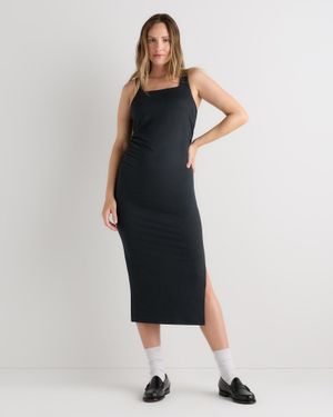 Quince Ultra-Soft Maternity Midi Dress, Bamboo Viscose - Blue