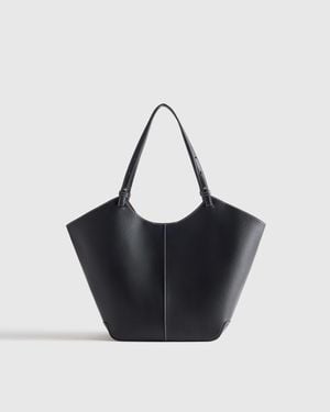 Quince Italian Leather Trapeze Tote - Black