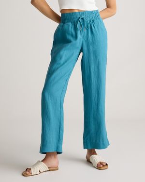 Quince 100% European Linen Wide Leg Pants - Blue