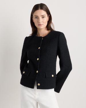 Quince Tweed Collarless Jacket, Organic Cotton - Black