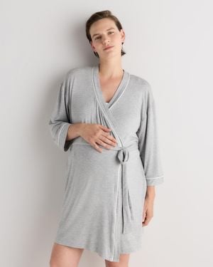 Quince Bamboo Jersey Maternity Robe, Bamboo Viscose - Gray