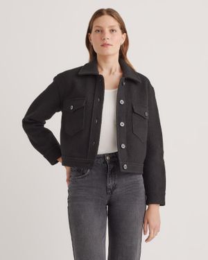 Quince 100% Merino Wool Cropped Shirt Jacket - Black