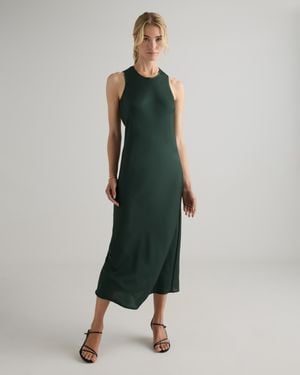 Quince Washable Stretch Silk Tank Top Midi Dress - Green
