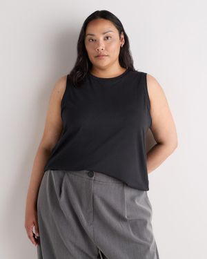 Quince Cotton Modal Muscle Tank Top, Cotton/Modal - Black