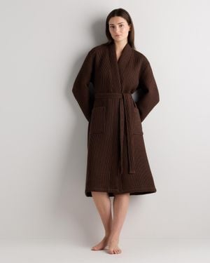 Quince Organic Turkish Waffle Robe, Cotton - Brown