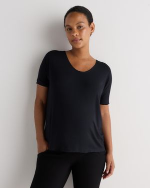 Quince Bamboo Jersey Maternity Dolman Sleeve Tee - Black