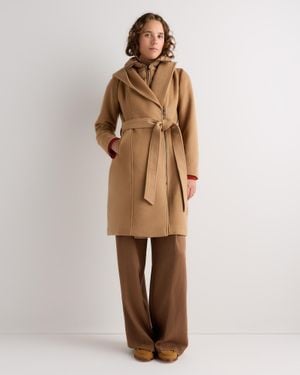 Quince Wool Cashmere Hooded Wrap Coat With Removable Down Bib - Natural