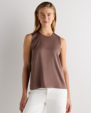 Quince Washable Stretch Silk Shell Tank Top, Mulberry Silk - Brown