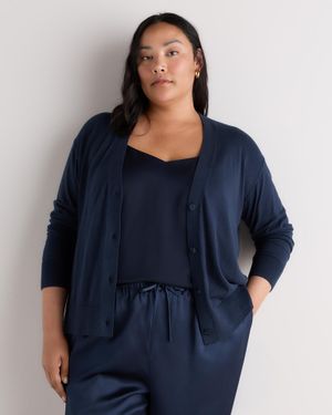 Quince Lightweight Cotton Cashmere Cardigan - Blue