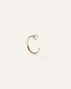 Quince 14K Diamond Single Open Reverse Huggie - Natural