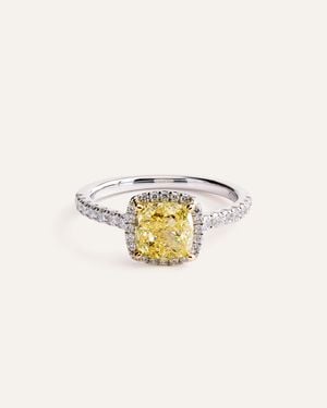 Quince 14K Lab Grown Diamond Cushion Halo Engagement Ring 2Ct - White