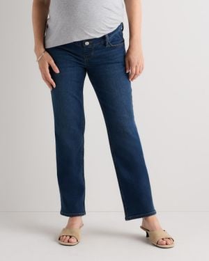 Quince Lila Stretch Maternity Straight Jeans, Cotton - Blue