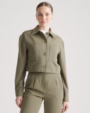Quince Stretch Crepe Cropped Jacket, Recycled Polyester Spandex - Green