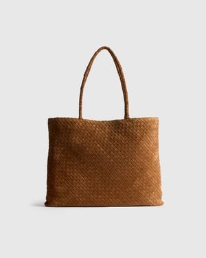 Quince Siena Suede Handwoven Tote, Suede Leather - Brown