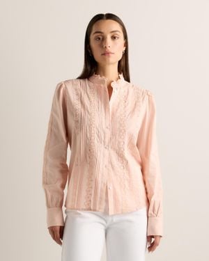 Quince Voile Lace Detail Blouse, Organic Cotton - Natural