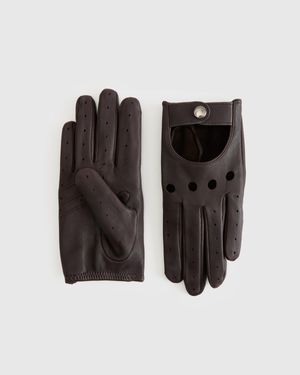 Quince Italian Leather Driving Gloves - Black